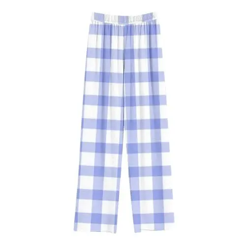 Produktbild: Hosen Mädchen Pyjamahose Baggy Hose Kinder Karierte Jogginghose Schlafanzughose Freizeithose mit Elastischer Bund Warm Kuschelhose Winterhose mit Taschen Loungehose Gutscheine Blau, 12 Jahre