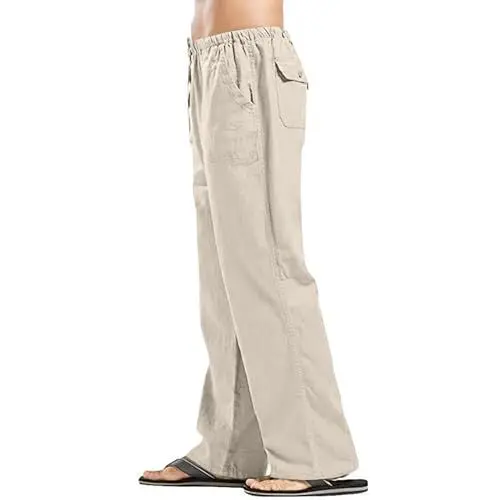 Produktbild: Hosen Männer Jagdhose Herren Sportbekleidung Stretch Hose Herren Herrenhosen Pants 8 Leinen Hosen Golfhose Herren Trekkinghose Herren Hosen mit Gummizug Hose Stoffhosen Herren Beige L