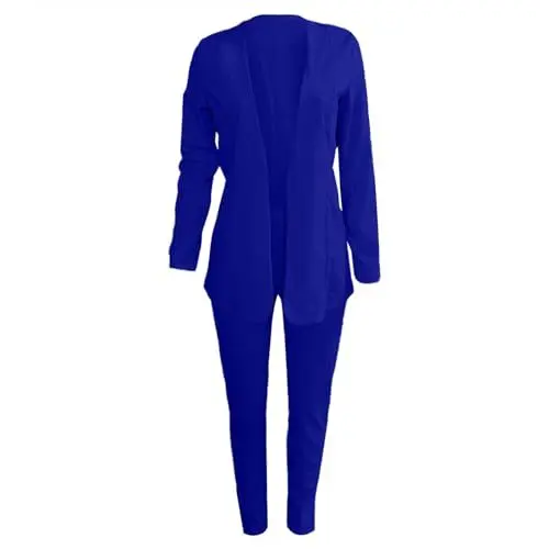 Produktbild: hosenanzüge für damen,Hosenanzüge für Damen Festlich Elegant Blazer Einfarbig Streetwear Zweiteiler Hosenanzug Business Anzug Set Slim Fit 2 teiler Sommer Freizeitanzug Sportlich Büro Outfit,Blau XL