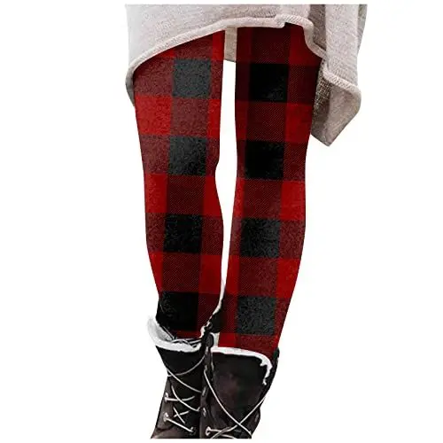 Produktbild: Hosenanzug Damen Pants Maedchen Mode Pants Weich Winter mit Gummibund Straigh Pant Damens Enges Warn Karo Laufen Weinrot L