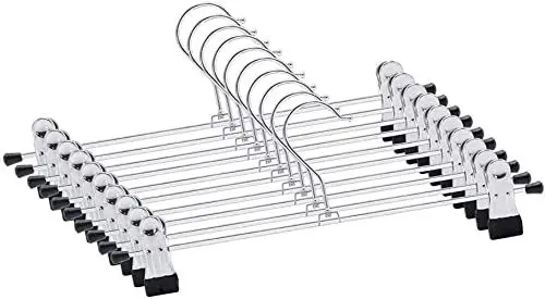 Produktbild: Hosenbügel,Kleiderbügel 10 Stück 40cm groß Metall Anti-Rutsch Hosenbügel mit Einstellbare Metallklammern für Hosen Hängende Hosen Socken Röcke Mäntel