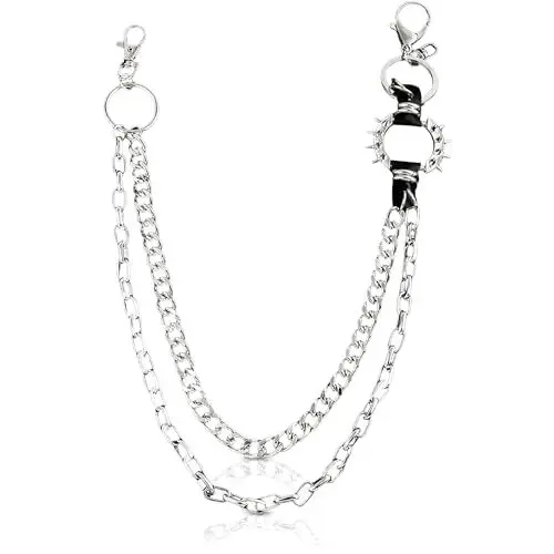 Produktbild: Hosenkette, Doppelschicht Hosen Kette Punk Jeans Ketten Wallet Chain Hip Hop Gothic Gürtel Rock Gothic Accessoires für Herren Damen