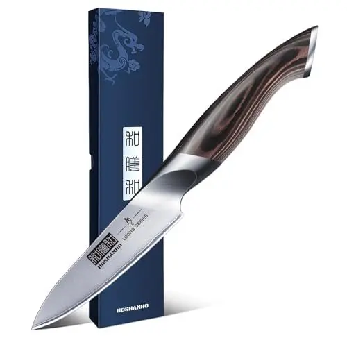 Produktbild: HOSHANHO 10cm Schälmesser, Profi Obstmesser und Gemüsemesser, Küchenmesser Klein Hochwertigem Edelstahl, Ergonomischer Griff mit scharfer Klinge