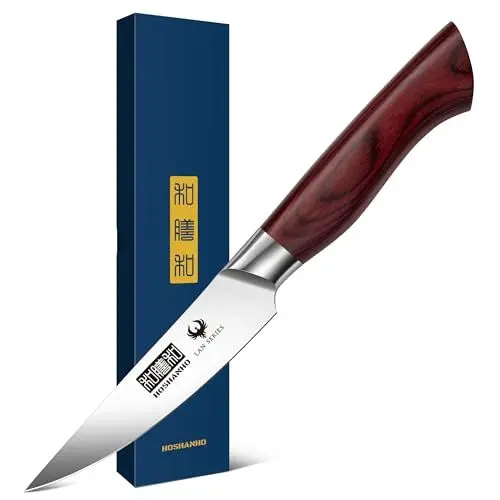 Produktbild: HOSHANHO Schälmesser 9.5cm, Obst und Gemüsemesser, Küchen Messer Klein Edelstahl Obstmesser, Ergonomischer Griff