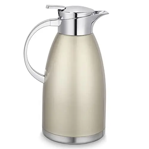 Produktbild: Hossejoy 2,3Liter Edelstahl Isolierkanne thermoskanne, Doppelwandige Vakuumisolierung Isolierkanne Kaffeekanne, 6+ Stunden Wärme- und Kältespeicherung, für Kaffee, Milch, Tee, Getränke