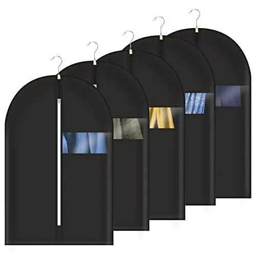 Produktbild: Hossejoy 5pcs Atmungsaktive Kleidersäcke, Kleidersack mit Reißverschluss, Kleidersäcke gegen Motten für Anzug und Kleid, Aufbewahrungstasche für Brautkleider, Kleiderschutzbezug für saisonale Kleidung