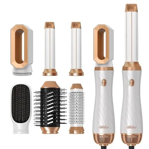 Produktbild: Hot Air Styler 6 in 1, UKLISS Haartrockner Haarstyler Negativ Ionen 1000W, Auto Air Wand Lockenstab, Warmluftbürste Rundbürstenföhn Massage Bürsten, Hair Airstyler Heißluftbürste für alle Haar Styling