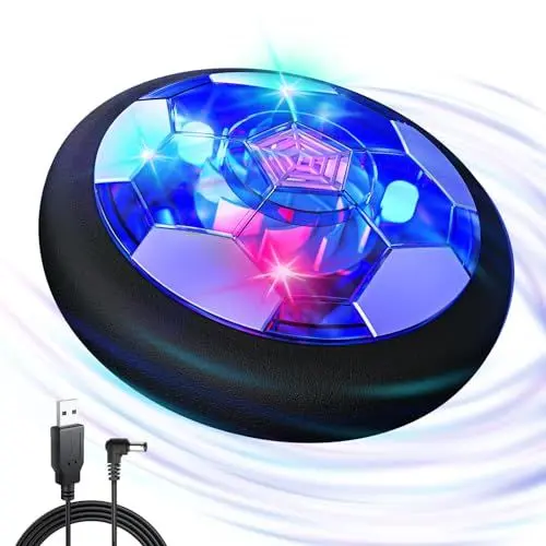 Produktbild: Hot Bee Air Power Fußball, Jungen Spielzeug für Kinder, Hover Fussball Indoor mit LED Geschenke ab 3 4 5 6 7 8 Jahre Jungen Mädchen Kinderspielzeug 3-8 Jahre, Wiederaufladbar Fußball Spiele Kinder