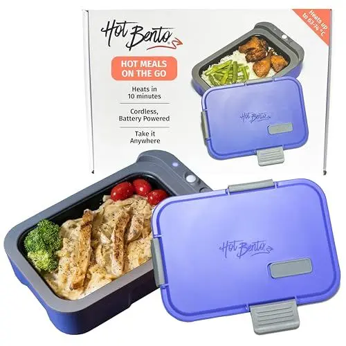 Produktbild: Hot Bento - Lunchbox für Erwachsene mit Batterie zum Erhitzen von Essen - Für Büro, Schule, Reisen und Outdoor - Essensbox für Meal Prep, Leicht zu Reinigen, Aufladbar über AC Kabel - Very Peri