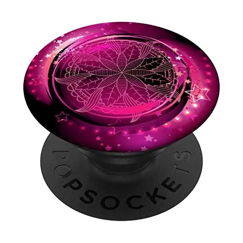 Produktbild: Hot Pink Star Mandala Nebula Flower Galaxy Black Tidepool PopSockets Klebender PopGrip