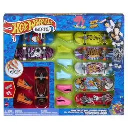 Produktbild: Hot Wheels Skate Rippin' Tricks Pack - 8 Fingerboards und 4 Paar Skateboard-Schuhe mit von Tony Hawk inspirierten Designs, für Kinder ab 5 Jahren, HMY19