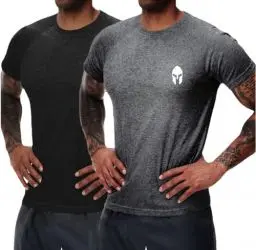 Produktbild: HOTCAT 2er Pack Athlet Slim-Fit Fitness Tshirt für Herren - Langes Schnelltrocknendes Gym T-Shirt - Bodybuilding, Krafttaining Workout Gym Shirt