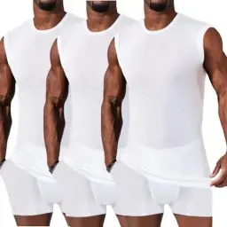 Produktbild: HOTCAT 3er Pack Herren Tank Top Unterhemd mit Rundhals-Ausschnitt aus Baumwolle Männer Weiss