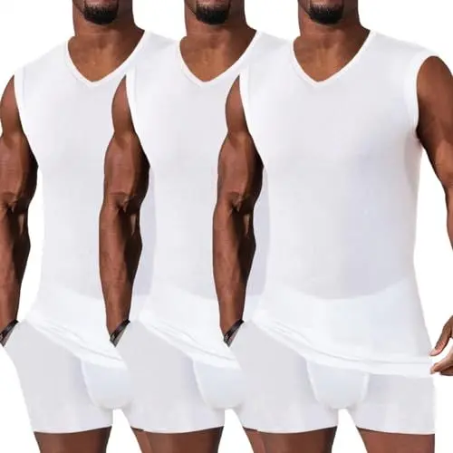 Produktbild: HOTCAT 3er Pack Herren Tank Top Unterhemd mit V-Ausschnitt aus Baumwolle Männer Muskelshirt
