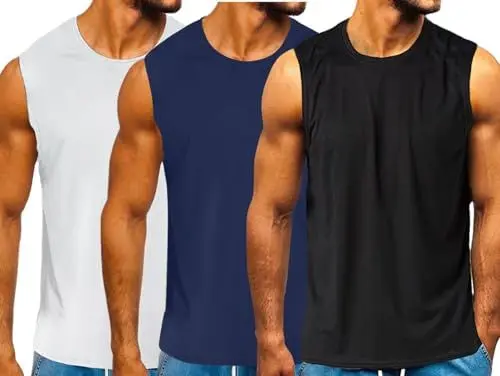 Produktbild: HOTCAT Tank Top Herren Pack of 3, Achselshirts Sport Ärmelloses Shirt Unterhemd Fitness Sleeveless Tshirt für Running Jogging Gym Trainingsshirt Männer