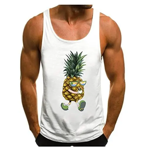 Produktbild: HOTCAT Tank Top Herren Tanktop Tankshirt T-Shirt mit Print Unterhemden Ärmellos Weste Muskelshirt Tank top Herren Sommer Ananas Beach