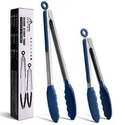 Produktbild: HOTEC Premium Küchenzange aus Edelstahl mit Silikonspitzen, 2 Stück - 22,9 cm und 30,5 cm, klassisches Blau