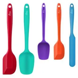 Produktbild: Hotec Teigschaber 5 Stück Silikon-Spatel-Set Küchenutensilien zum Backen, Kochen und Mischen Hitzebeständiger Antihaft-Silikon-Geschirrspüler mit Lebensmittelsicherheit, Mehrfarbig