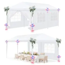 Produktbild: HOTEEL Pavillon 3x6m wasserdicht stabil Winterfest, Partyzelt mit 6 Abnehmbare Wänden, Gartenpavillon für Party, Hochzeit, UV-Schutz, einfach einzurichten, inklusive Heringe, Abspannseile,Weiß