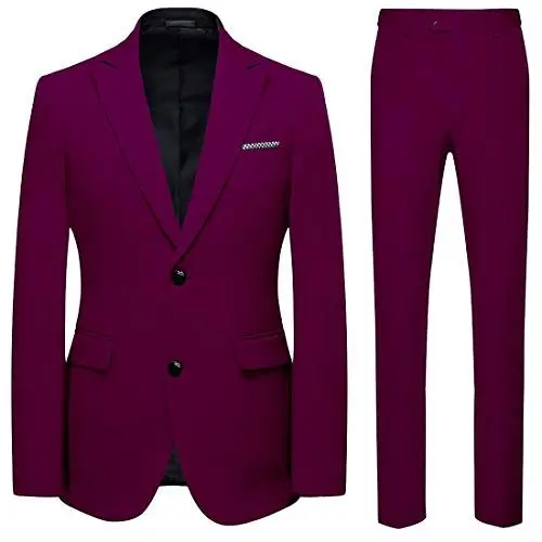 Produktbild: HOTK Herren Maßgefertigte solide 2-teilige Peak Revers Slim Fit Hochzeitsanzüge Bräutigam Smoking für Herren