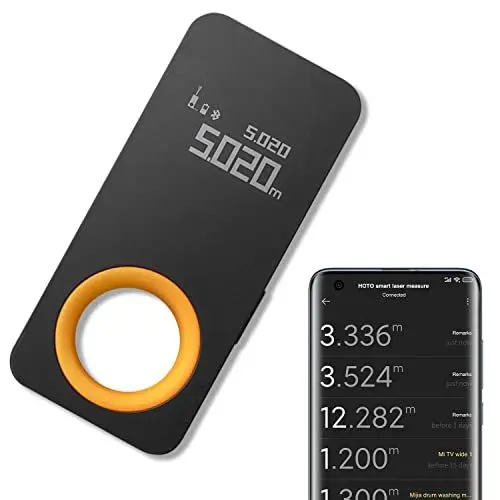 Produktbild: HOTO Laser Entfernungsmesser 30 m, ±2 mm Genauigkeit, Digital Laser Maßband Laser-Messgerät mit Bluetooth & OLED Display, USB-C Aufladung, m/ft/in Umschaltung, 7.3×3.3×1.7 cm, Zeigefingerring Design