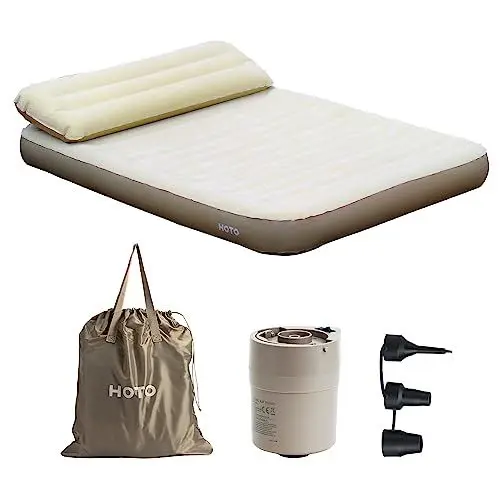 Produktbild: HOTO Luftbett 2 Personen, Luftmatratze selbstaufblasend 200×150×25cm, Aufblasbare Matratze für Camping Reisen, Aufblasbares Bett Gästebett mit Kissen, max. 300 kg Tragfähigkeit