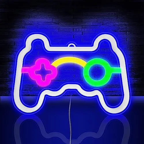 Produktbild: HOTUT Gamer LED Neonlicht,Spiel Leuchtreklame,Gaming Neon Schild, USB und Batterie betrieben Spielförmige Leuchtreklame für Internet Cafe Game Room Bar Party Deko
