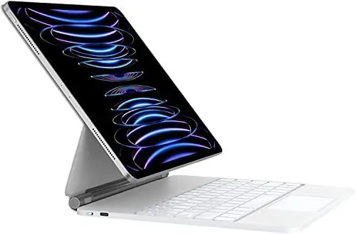 Produktbild: HOU Tastatur Hülle für iPad Pro 12,9 Zoll (6th/5th/4th/3rd) Gen 2022, Multi-Touch, weiche weiße Hintergrundbeleuchtung ,Weiß QWERTZ-Layout