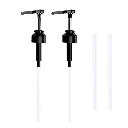 Produktbild: 2 Stück Dosierpumpe mit 18cm Saugrohr Austernsauce Pumpspender Kunststoff Snap-on für Küchengewürzflüssigkeit Badflüssigkeitsseifenlotion Schwarz