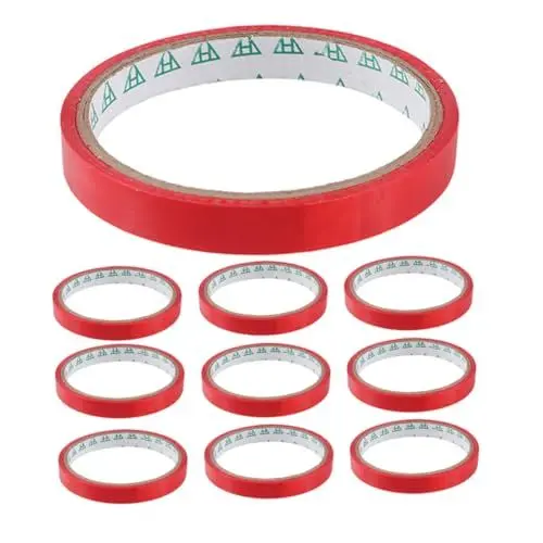 Produktbild: HOUDERCO 10 Rollen Dichtungsband Klebeband Beutelversiegelungsbandspender farbige Dichtungsbänder Klebebänder zum Abdichten Verschlussbänder für Gemüsebeutel Abdichtband Packbänder bopp rot