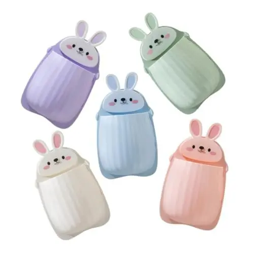 Produktbild: HOUDERCO 5er Packung Stanzfreie Aufbewahrungsbox Hase Hand Handbeißring Steckhaken Daumen Hoch Wandhaken Karotte Karotten- Für Babys Beißhandschuh Pp