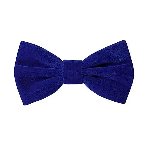 Produktbild: HOULIFE Fliege Herren - Verstellbare Fliege aus Samt Vorgebunden Fliege, einfarbige Fliegen mit Schmetterlingen für Bräutigam Hochzeit formal mit Geschenkbox (Blau)