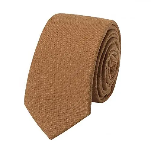 Produktbild: HOULIFE Slim Herren Krawatten - Solide Herren Krawatte, Krawatten für Herren aus Baumwolle, Skinny Krawatten zur Hochzeitsfeier, Party (Braun)