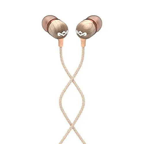 Produktbild: House of Marley Kopfhörer mit Kabel 'Smile Jamaica'- In-Ear Kopfhörer mit Mikrofon, 1-Knopf Steuerung & Geräuschisolierung, inkl. 2 Gel-Aufsätzen und verwicklungsfreies Kabel (Copper / Roségold)