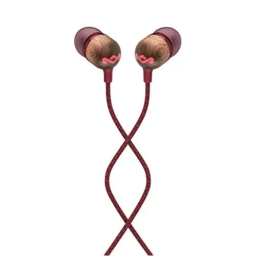 Produktbild: House of Marley Kopfhörer mit Kabel 'Smile Jamaica'- In-Ear Kopfhörer mit Mikrofon, 1-Knopf Steuerung & Geräuschisolierung, inkl. 2 Gel-Aufsätzen und verwicklungsfreies Kabel (Rot)