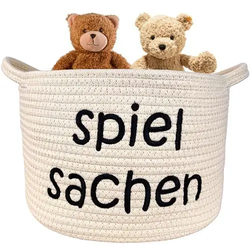Produktbild: HOUSLY® Spielzeugkorb | Aufbewahrungskorb Kinder | Designed in Germany | Spielzeug Aufbewahrung | Korb Kinderzimmer | Spielzeug Korb | Aufbewahrung Spielzeug (Spielsachen)