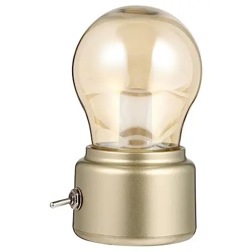 Produktbild: Housoutil Moderne Kabellose -birne Tischlampe Lampe für Tisch Usb-aufladung Retro-stil Nachttischlampe -lampe Goldsockel Gelbes Licht