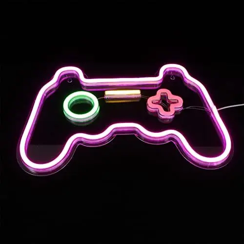 Produktbild: Housoutil 1stk Neonlichter Spielfernbedienung Leuchtreklame Urlaub Herzstück Desktop-nachtlampe Gamecontroller Neonlicht Dekorative Festzeltschilder Licht Led-neonlicht Rückwand Pvc Dimmbar