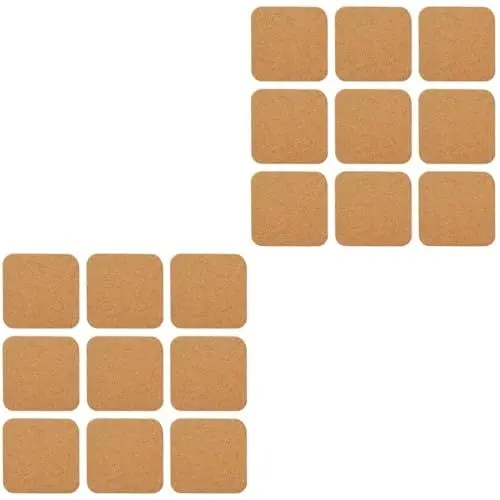 Produktbild: Housoutil 24 STK rutschfeste Untersetzer Trinkgläser aus Glas quadratischer Tassenuntersetzer Trinkbecher aus Glas glasuntersetzer Tassenunterlage quadratische Bechermatte Keramik Bambus