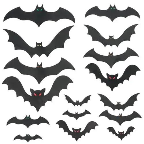 Produktbild: Housoutil Fledermaus Tür Aufkleber Set Halloween Pvc 28 Stücke Auto Garage Tür