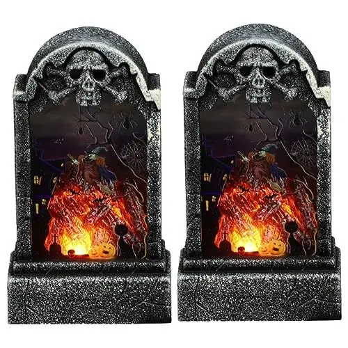 Produktbild: Housoutil 2 Stk Halloween-Grabsteinlichter halloween costume halloween kostüme Spukhausdekoration Halloween-Themenlampe weihnachtsdeko Party-LED-Licht neuartiges Halloween-Desktop-Ornament