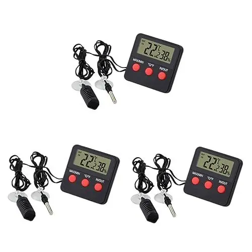 Produktbild: Housoutil 3 Sätze Innentemperaturmesser Reptil Innenthermometer Aquarium Mini raumthermometer innen digitales Thermometer Eidechsen-Thermometer Hygrometer für Haustiere Einfach Glaskasten