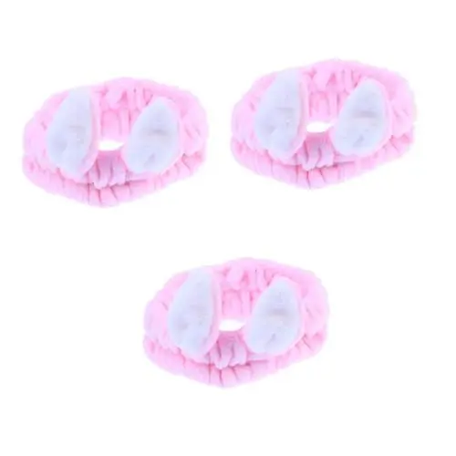 Produktbild: Housoutil 3stücke Ears Haarband Für Mädchen Und Frauen Bequemes Süßes Und Strapazierfähiges Stirnband Für Gesichtsreinigung Make-up Und Spa-anwendungen