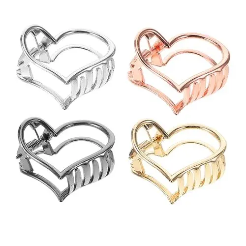 Produktbild: Housoutil 4 Stück Minimalistische Haarkrallen Dekorativer Clip Hochzeit Haarspange Braut Haarspange Kleine Haarspangen Stifte Klemmen Schwarze Haarspangen Haarschmuck Herz