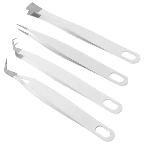 Produktbild: Housoutil 4 Teiliges Klemmwerkzeug Set Stempel Sammler Werkzeuge Stempel Sammler Pinzette Edelstahl Bastelpinzette Mehrzweck Metallpinzette Stempelzange Gefälschte Wimpernpinzette