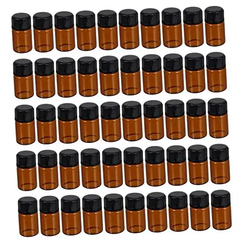 Produktbild: Housoutil 50 Stück Braune Flasche mit ätherischen Ölen Braunglasflaschen Behälter für ätherische Öle reiseflaschen travel bottle ätherisches Öl Buttercreme Sahnespender Lotionsflaschen Pack