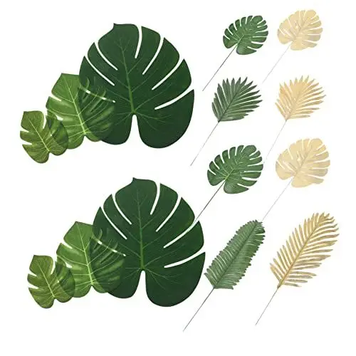 Produktbild: Housoutil 72st Schildkröten Rücken Blatt Dekoration Tropische Blätter Künstliche Dschungelblätter Tropische Palmenblätter Künstliches Monsterblatt Kunstgrün Esstisch Plastik Bankett Hawaii
