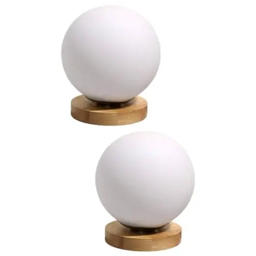 Produktbild: Housoutil Tischlampe 2 Stk Touch-tischlampe Mini-lampe Nachttischlampe Led-kugellicht Lampentisch Nachtlichter Für Schlafzimmer Nachtlicht Led-kugellampe Mond Glas Kind Erde