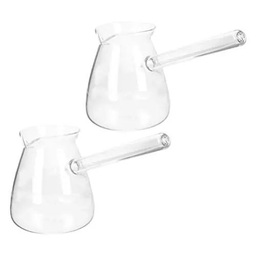 Produktbild: Housoutil Türkische Kaffeekanne, 2 Stück Glas Kaffeebereiter Kanne, 450 Ml Verdickte Transparente Glaskaffeekanne Mit Griff, glastopf Teekessel Mit Seitengriff
