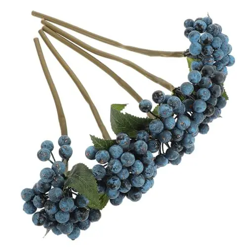 Produktbild: Housoutil Weihnachts-Beerenstiele 5 Stück Simulierte Blaubeer-Stiel-Dekoration Künstliche Burgunderrote Beeren-Picks Für Weihnachtsbaum-Dekorationen Basteln Hochzeit Urlaub Heimdekoration